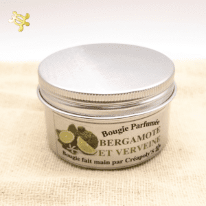 « Bougie Parfumée »<br/> Pot Métal Argenté<br/>BERGAMOTE VERVEINE