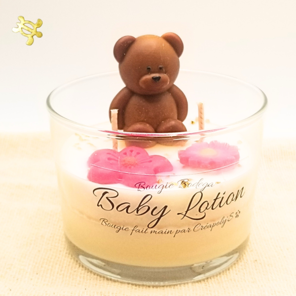 Bougie Verrine BABY LOTION Nounours par Créapoly'S